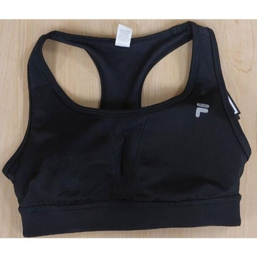 FILA Sports Bra Women's Size XS Polyster/Spandex Medium Impact Mineral Black NWT